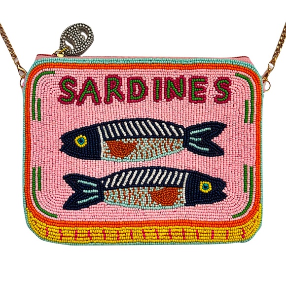 Lily Posh Sardines in Tin Can Crossbody Mini Clutch Bag, Sardine Fish Sea Life - Picture 1 of 4